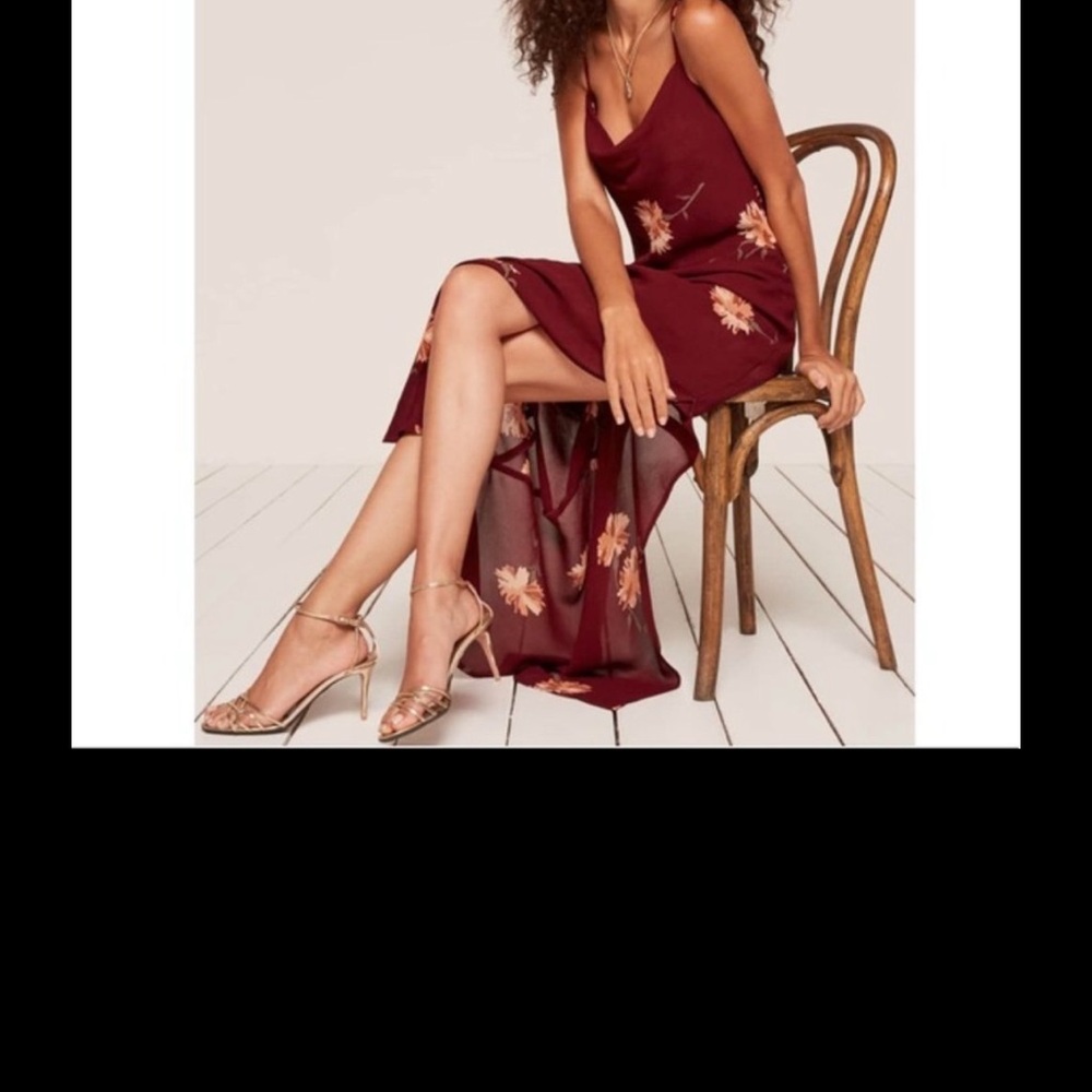Reformation Auburn floral Santiago Maxi Slip Slit Dress US Small
